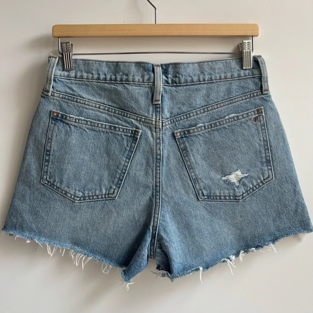 Madewell Relaxed Side-Slit Edition Raw Hem Denim Jean Shorts Madera Wash Size 25